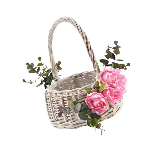storage baskets 1pc wedding flower basket decor delicate rattan woven girl tote creative scattering petals ba