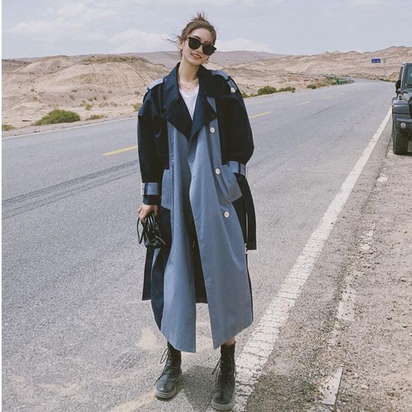 women's trench coats windbreaker long 2021 spring autumn korean loose blue stitching long-sleeved fashion handsome coat female yy2, Tan;black
women's trench coats windbreaker long 2021 spring autumn korean loose blue stitching long-sleeved fashion handsome coat female yy2, Tan;black