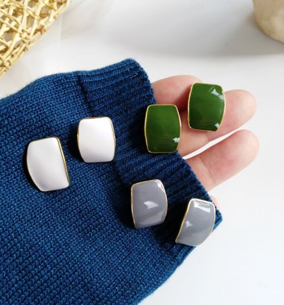 s925 silver needle ins morandi drop glaze stud short geometric square temperament retro earrings, Golden;silver
s925 silver needle ins morandi drop glaze stud short geometric square temperament retro earrings, Golden;silver