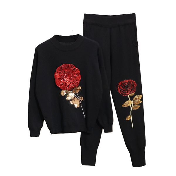 women's two piece pants set of sequins and women's pants for spring , flowers, long sleeve, loose sweater knitted + casual pants,, White
women's two piece pants set of sequins and women's pants for spring , flowers, long sleeve, loose sweater knitted + casual pants,, White