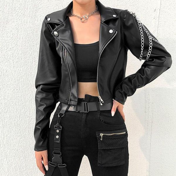 women's leather & faux punk streetwear pu jacket for women clothes zipper slim black moto biker female spring autumn coat 2021
women's leather & faux punk streetwear pu jacket for women clothes zipper slim black moto biker female spring autumn coat 2021