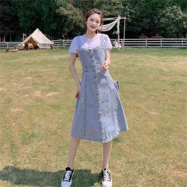 denim suspender dress summer single breasted y2k jeans a-line loose long sundress blue casual dresses for women overalls 210604, Black;gray
denim suspender dress summer single breasted y2k jeans a-line loose long sundress blue casual dresses for women overalls 210604, Black;gray