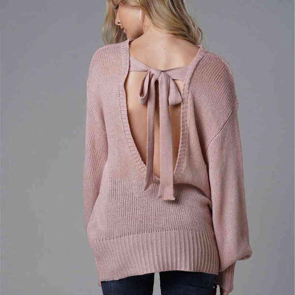 women's sweaters backless bowknot sweater for women fashion slim pink jumper pullover female clothes knitwear winter sweaters, White;black
women's sweaters backless bowknot sweater for women fashion slim pink jumper pullover female clothes knitwear winter sweaters, White;black