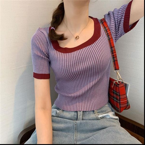 o neck short sleeve womens sweater cropped shirts girls knit contrast color sheath tee crop pullover girl, White;black
o neck short sleeve womens sweater cropped shirts girls knit contrast color sheath tee crop pullover girl, White;black