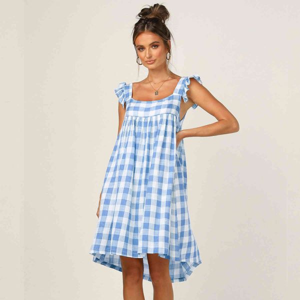 casual dresses 2021 summer plaid ruffle women loose boho beach female vestidos 2b3z, Black;gray
casual dresses 2021 summer plaid ruffle women loose boho beach female vestidos 2b3z, Black;gray