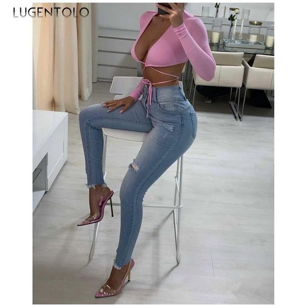 women's jeans women high waist ripped fashion hole tight casual trousers female street skinny long pencil, Blue
women's jeans women high waist ripped fashion hole tight casual trousers female street skinny long pencil, Blue