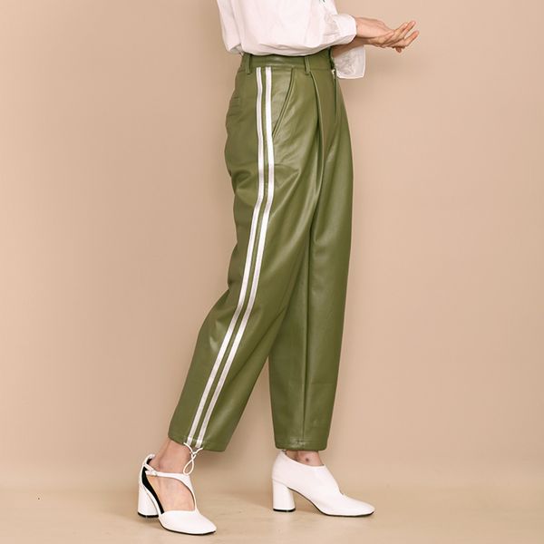 capri plutonium leather of women's high-waisted trousers from the ladies'leather winter streetwear pants, Black;white
capri plutonium leather of women's high-waisted trousers from the ladies'leather winter streetwear pants, Black;white