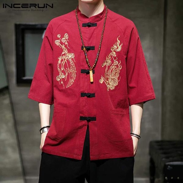 men's casual shirts chinese style men shirt printed stand collar half sleeve cotton tang suit 2021 streetwear retro clothing incerun 5x, White;black
men's casual shirts chinese style men shirt printed stand collar half sleeve cotton tang suit 2021 streetwear retro clothing incerun 5x, White;black