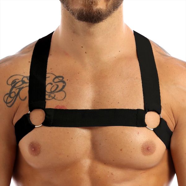 mens elastic harness bondage gay clubwear costumes shoulder chest muscle belt straps halter with o ring, White;black
mens elastic harness bondage gay clubwear costumes shoulder chest muscle belt straps halter with o ring, White;black