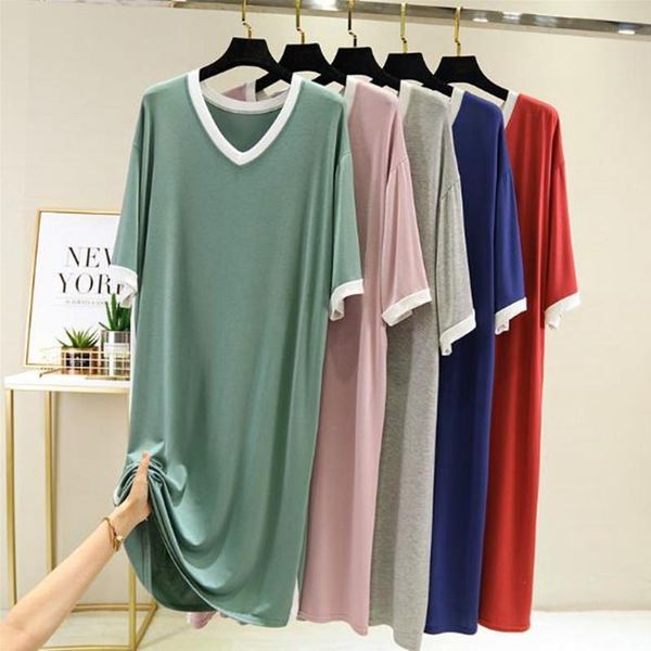 modal short sleeved nightdress women sleepwear loose dress robes spring summer casual long nightgowns cotton night shirt, Black;red
modal short sleeved nightdress women sleepwear loose dress robes spring summer casual long nightgowns cotton night shirt, Black;red
