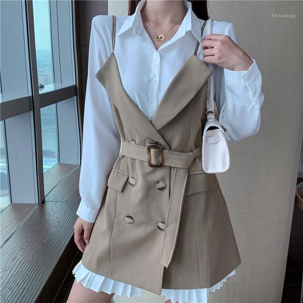 autumn winter two piece set dress shirt with vest casual turn down collar blouse sling coat double breasted belt office 2021 women's tr, Gray
autumn winter two piece set dress shirt with vest casual turn down collar blouse sling coat double breasted belt office 2021 women's tr, Gray