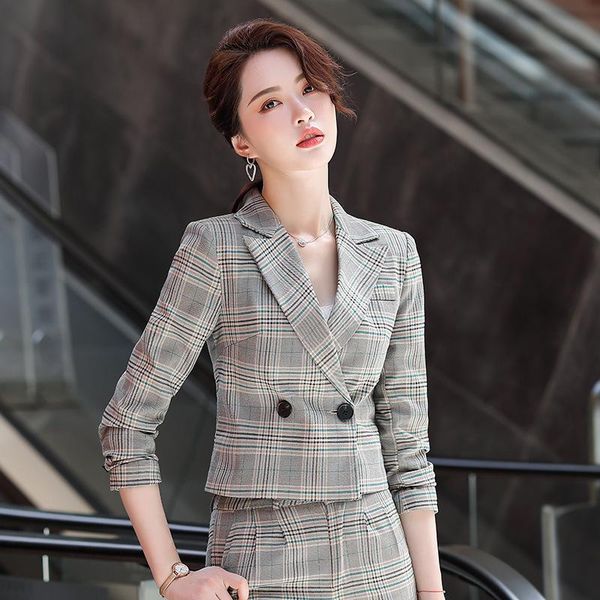 autumn winter khaki plaid women suit with pant uniform two piece set ladies elegant business blazer and trouser women's pants, White
autumn winter khaki plaid women suit with pant uniform two piece set ladies elegant business blazer and trouser women's pants, White
