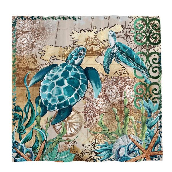 72x72 inch sea turtles shower curtain set with 12 hooks watercolor nautical map ocean animals bathroom curtain durable
72x72 inch sea turtles shower curtain set with 12 hooks watercolor nautical map ocean animals bathroom curtain durable