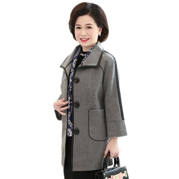 women's wool & blends autumn women outerwear 2021 middle-aged medium long female woolen coat plus size single-breasted ladies jacket cw, Black
women's wool & blends autumn women outerwear 2021 middle-aged medium long female woolen coat plus size single-breasted ladies jacket cw, Black
