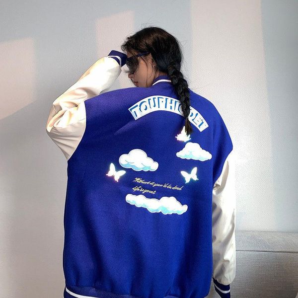 women's jackets 2021 spring and autumn fried street couple jacket female white cloud embroidery stitching leather baseball uniform, Black;brown
women's jackets 2021 spring and autumn fried street couple jacket female white cloud embroidery stitching leather baseball uniform, Black;brown