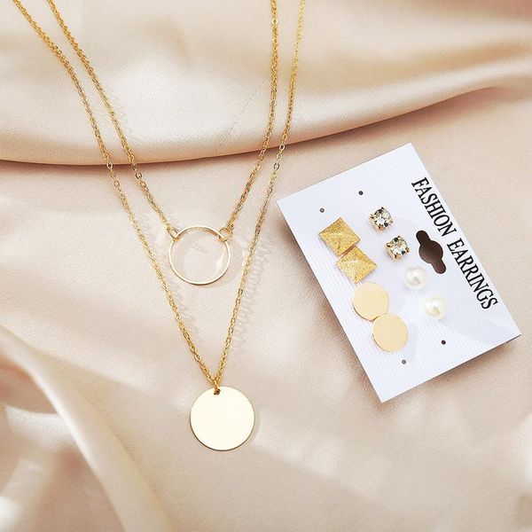 earrings & necklace gold color alloy round disc pendant crystal imitation pearl stud for women fashion party jewelry sets gift, Silver
earrings & necklace gold color alloy round disc pendant crystal imitation pearl stud for women fashion party jewelry sets gift, Silver