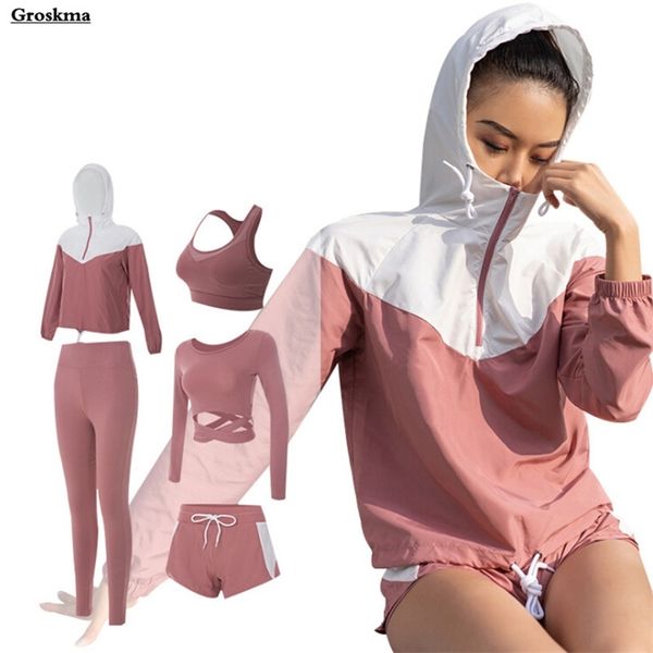 women yoga 5 piece set hooded coats+bra+t shirt+shorts+pants fitness gym sportswear clothing outdoor running suit sets 210802, Gray
women yoga 5 piece set hooded coats+bra+t shirt+shorts+pants fitness gym sportswear clothing outdoor running suit sets 210802, Gray