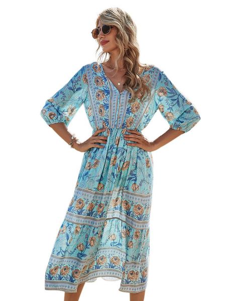 casual dresses women's romantic bohemian v neck 3/4 sleeve floral print dress, Black;gray
casual dresses women's romantic bohemian v neck 3/4 sleeve floral print dress, Black;gray