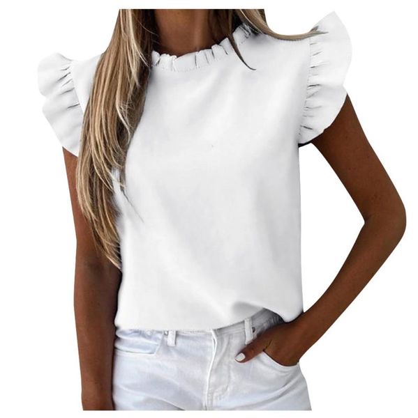 women's t-shirt womens ruffle short sleeve black and pink cotton solid casual loose tunic wild sweet commute style t-shirts for women 2, White
women's t-shirt womens ruffle short sleeve black and pink cotton solid casual loose tunic wild sweet commute style t-shirts for women 2, White