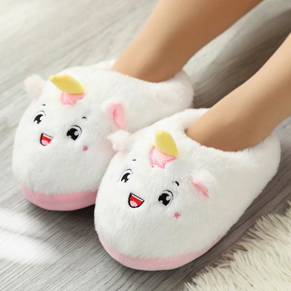 slippers women soft furry winter girl cartoon cotton couple cute warm plush shoes men's indoor comfortable home slides, Black
