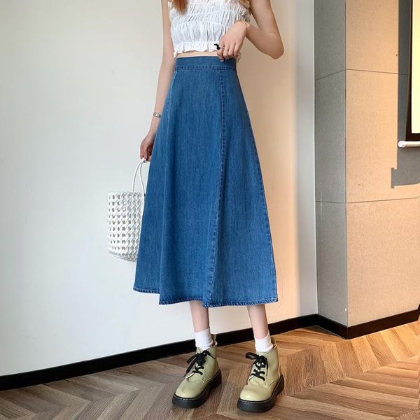 skirts sutimine fashion women denim high waist a line skirt blue mid length korean drop wholesale, Black 
skirts sutimine fashion women denim high waist a line skirt blue mid length korean drop wholesale, Black