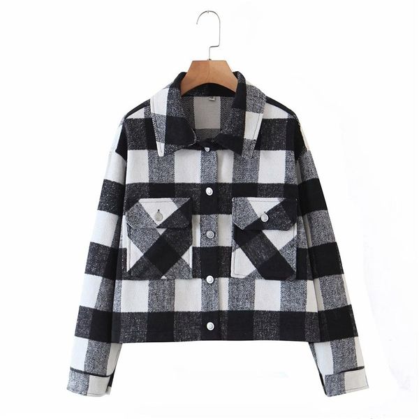 women's jackets autumn chic lady fashion double pockets za short shirt jacket women casual long sleeve single breasted thick plaid, Black;brown
women's jackets autumn chic lady fashion double pockets za short shirt jacket women casual long sleeve single breasted thick plaid, Black;brown