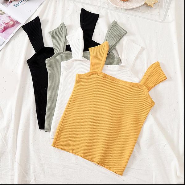 square neck knitted womens cami crop shirt underwear casual streetwear clothing for, White
square neck knitted womens cami crop shirt underwear casual streetwear clothing for, White