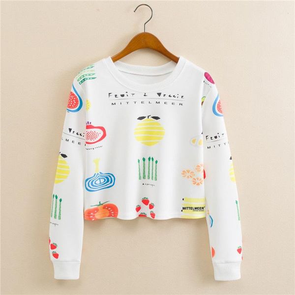 women's hoodies & sweatshirts autumn european station round neck pullover fruit colorful printing long sleeve short fashion, Black
women's hoodies & sweatshirts autumn european station round neck pullover fruit colorful printing long sleeve short fashion, Black