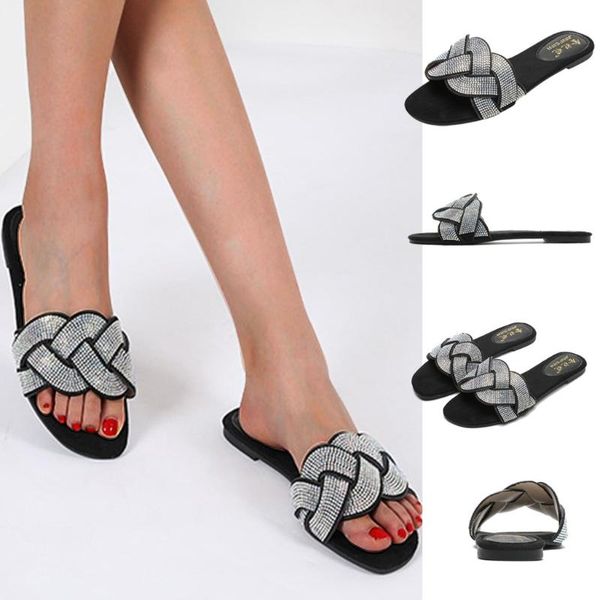 slippers fashion women shoes toes crystal shiny bring summer elegant flat sandals slides woman zapatos de mujer, Black
slippers fashion women shoes toes crystal shiny bring summer elegant flat sandals slides woman zapatos de mujer, Black