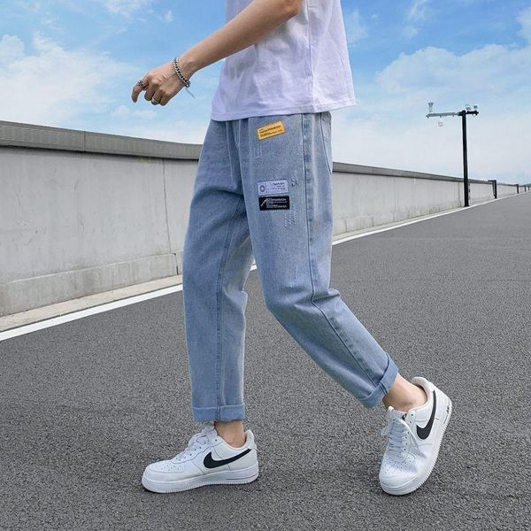 hong kong style pants men's loose and versatile trend nine point straight jeans male student korean wide leg spring, Blue
hong kong style pants men's loose and versatile trend nine point straight jeans male student korean wide leg spring, Blue