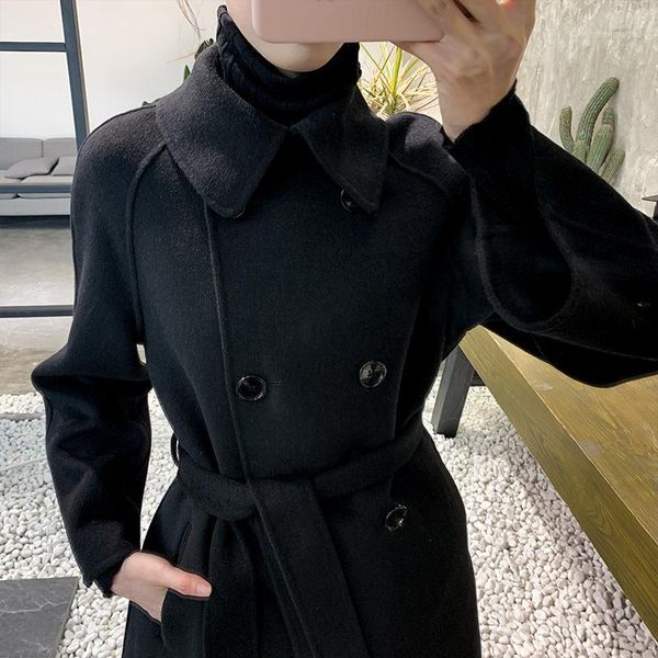 high-end double-sided cashmere coat in autumn and winter of 2021 women's wool & blends, Black
high-end double-sided cashmere coat in autumn and winter of 2021 women's wool & blends, Black
