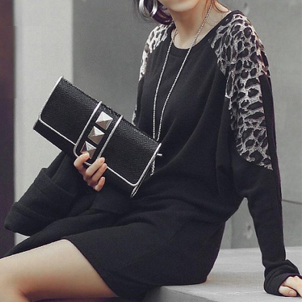women's t-shirt women leopard print patchwork loose tee shirt casual long sleeve batwing pullover spring wear, White
women's t-shirt women leopard print patchwork loose tee shirt casual long sleeve batwing pullover spring wear, White