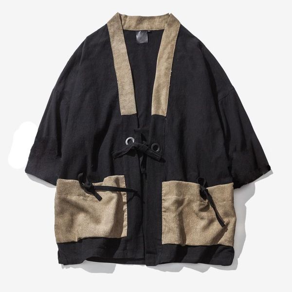 men's jackets japanese style and wind jacket cardigan cotton seven-point sleeves hanfu robe tide shirt, Black;brown
men's jackets japanese style and wind jacket cardigan cotton seven-point sleeves hanfu robe tide shirt, Black;brown