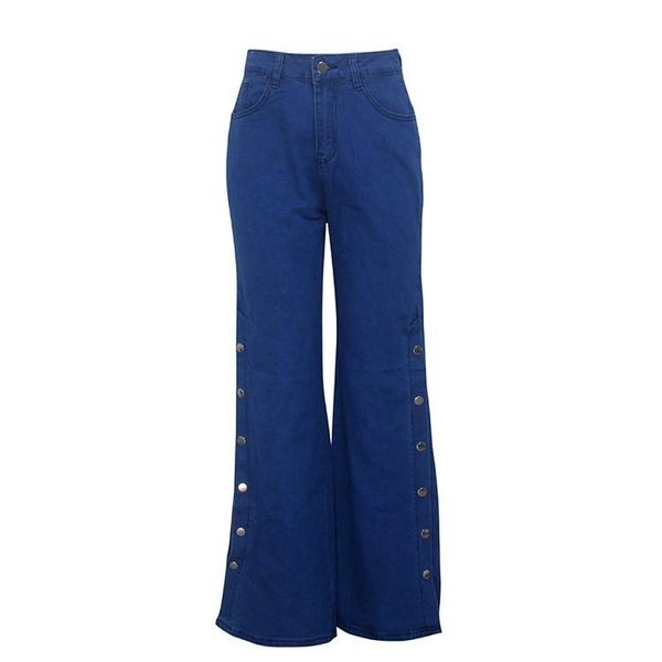 jeans women's fashion trend high waist loose button pants trousers bell-bottom ladies clothing un pantalon, Blue
jeans women's fashion trend high waist loose button pants trousers bell-bottom ladies clothing un pantalon, Blue