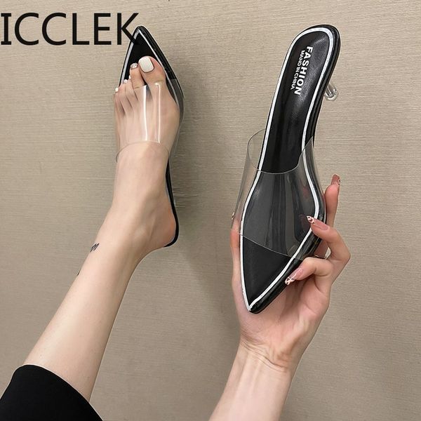 women slippers pvc transparent cup heeled summer shoes woman pointed toe high heels party prom slides shoes 210428, Black
women slippers pvc transparent cup heeled summer shoes woman pointed toe high heels party prom slides shoes 210428, Black