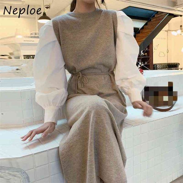 chic panelled patchwork dress puff sleeve slim waist fake two-piece knitted dresses simple all-match femme vestidos 210422, Black;gray
chic panelled patchwork dress puff sleeve slim waist fake two-piece knitted dresses simple all-match femme vestidos 210422, Black;gray