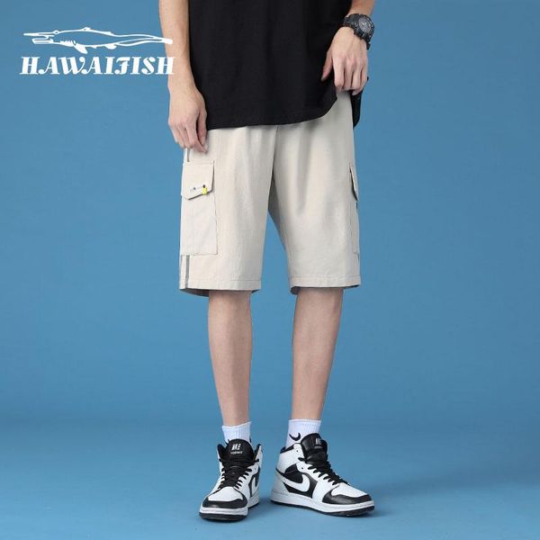 men's shorts hawaifish brand cargo summer 2021 trend loose five-point short pants casual fashion style overalls, White;black
men's shorts hawaifish brand cargo summer 2021 trend loose five-point short pants casual fashion style overalls, White;black