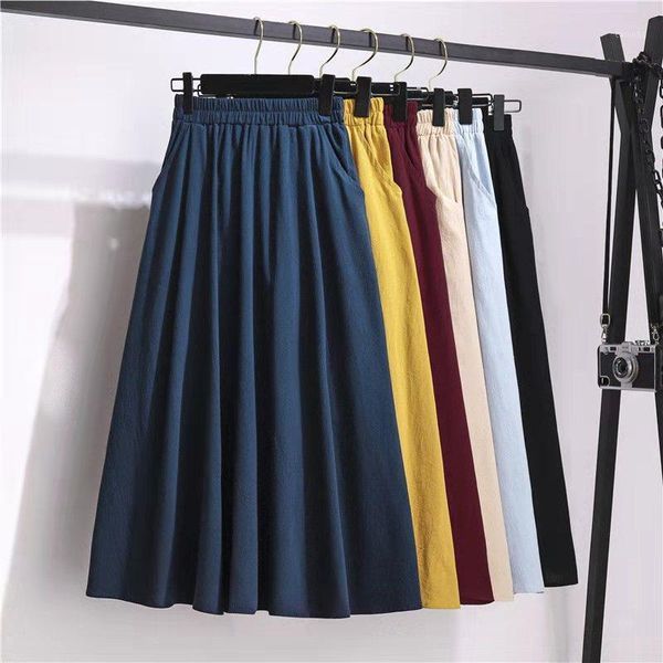 skirts 2021 fashion women summer clothes cotton linen pleated skirt stretch high waist female long casual ladies midi saia, Black
skirts 2021 fashion women summer clothes cotton linen pleated skirt stretch high waist female long casual ladies midi saia, Black