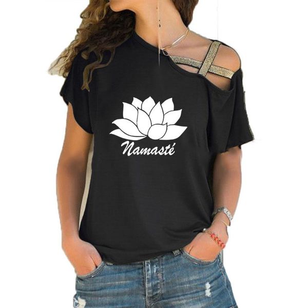 women's t-shirt lotus flower print women t shirt short sleeve funny summer streetwear tshirt irregular skew cross bandage, White
women's t-shirt lotus flower print women t shirt short sleeve funny summer streetwear tshirt irregular skew cross bandage, White