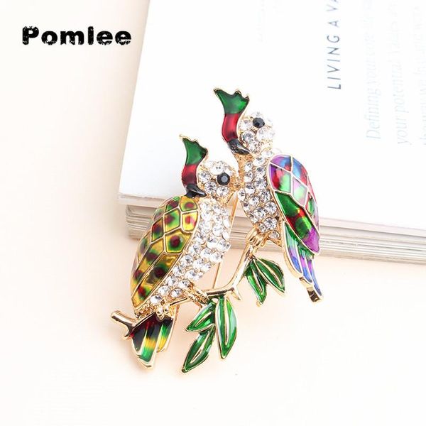 pins, brooches pomlee two parrots bird women 3-color rhinestone enamel weddins party casual brooch pins gifts wholesale, Gray 
pins, brooches pomlee two parrots bird women 3-color rhinestone enamel weddins party casual brooch pins gifts wholesale, Gray