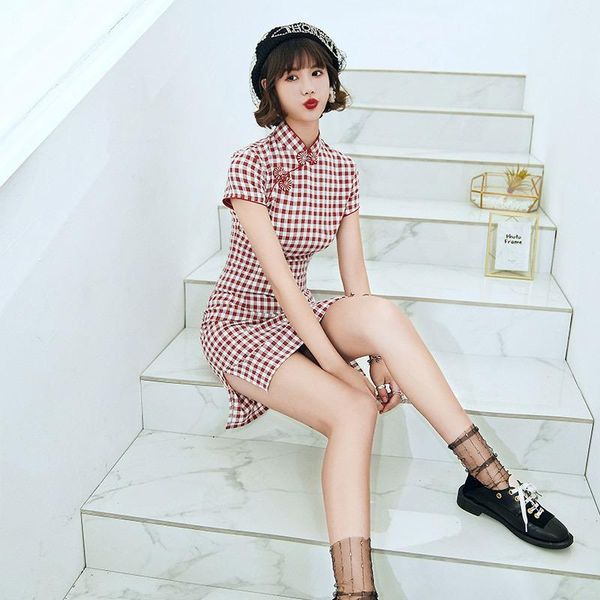 ethnic clothing classic party dress mandarin collar women qipao chinese traditional vintage button slim ladies short cheongsam vestido, Red
ethnic clothing classic party dress mandarin collar women qipao chinese traditional vintage button slim ladies short cheongsam vestido, Red