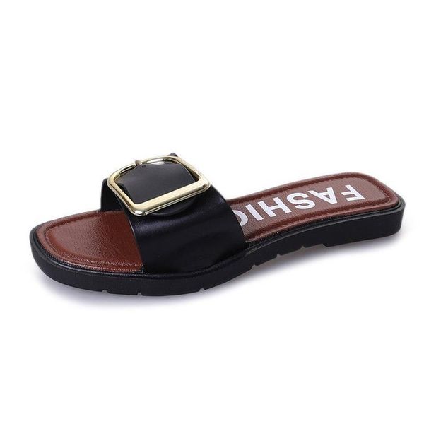 slippers summer women fashion upper buckle decoration flat heel peep toe elegant beach outdoor slides shoes, Black
slippers summer women fashion upper buckle decoration flat heel peep toe elegant beach outdoor slides shoes, Black