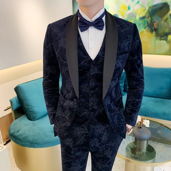 2022 new plant flower fashion suit suit mens business formal wear groom wedding dress threepiece british style, White;black
2022 new plant flower fashion suit suit mens business formal wear groom wedding dress threepiece british style, White;black