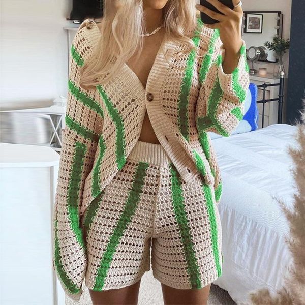 women's tracksuits autumn winter knitted long sleeve cardigan women stripe loose y2k sweater v neck oversized and shorts sets casual co, Gray
women's tracksuits autumn winter knitted long sleeve cardigan women stripe loose y2k sweater v neck oversized and shorts sets casual co, Gray