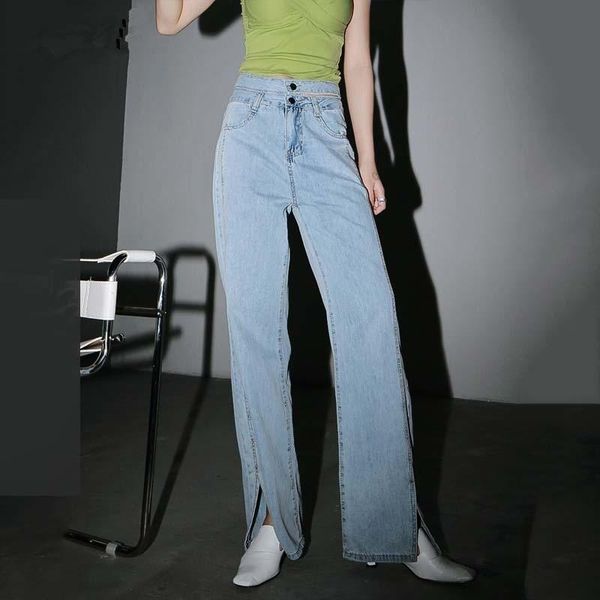 women's jeans blue button split long denim wide leg high waist loose women trousers fashion tide spring autumn 2021
women's jeans blue button split long denim wide leg high waist loose women trousers fashion tide spring autumn 2021