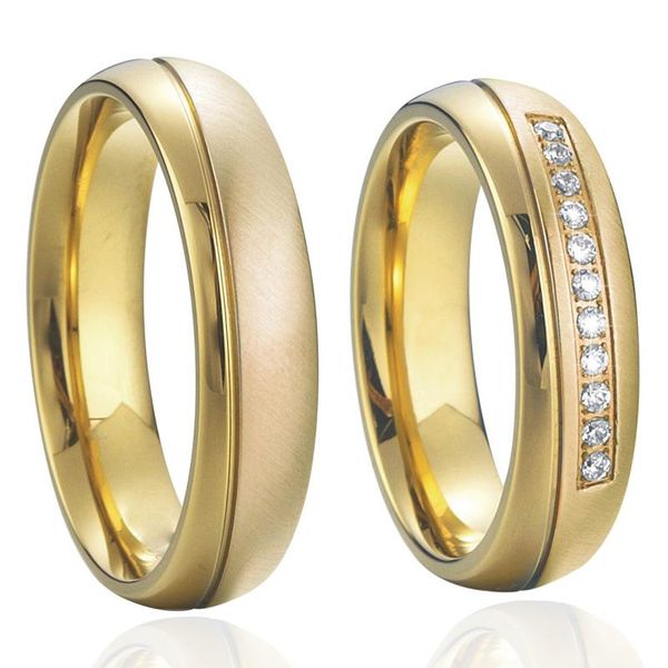 wedding rings classic gold color couple set for men and women lover's alliance anniversary jewelry ring marriage, Slivery;golden
wedding rings classic gold color couple set for men and women lover's alliance anniversary jewelry ring marriage, Slivery;golden