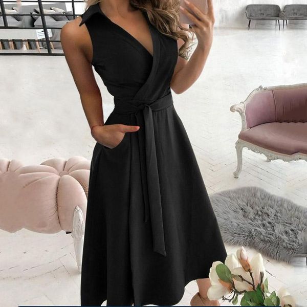 casual dresses 2021 fashion summer office black elegant v-neck solid color mid-length dress ladies belt sleeveless vest, Black;gray
casual dresses 2021 fashion summer office black elegant v-neck solid color mid-length dress ladies belt sleeveless vest, Black;gray
