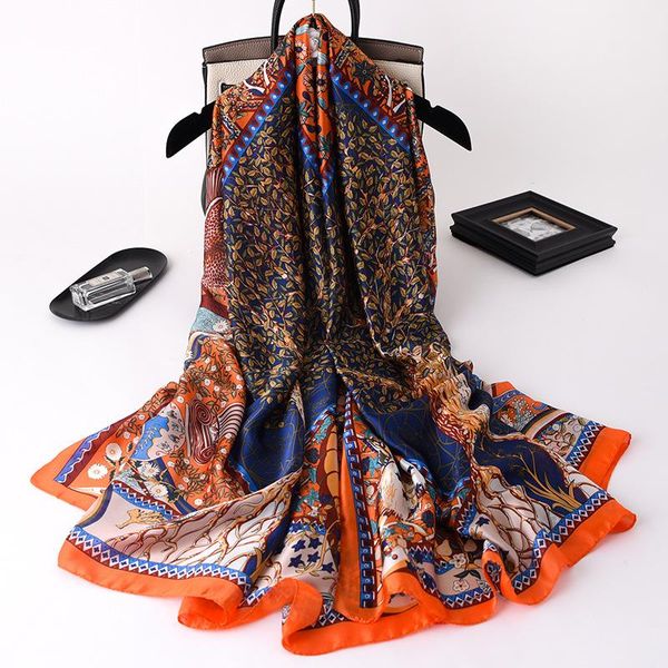 luxury silk scarf for women tree leaf printed foulard shawls out door sun protective female fashion neck wrap scarves, Blue;gray
luxury silk scarf for women tree leaf printed foulard shawls out door sun protective female fashion neck wrap scarves, Blue;gray