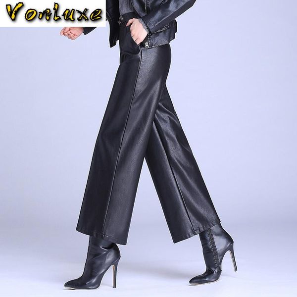 women's pants & capris faux pu leather wide leg 2021 autumn winter streetwear high waist elastic black business office ladies trousers, Black;white
women's pants & capris faux pu leather wide leg 2021 autumn winter streetwear high waist elastic black business office ladies trousers, Black;white