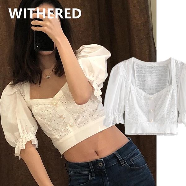 women's blouses & shirts withered indie folk vintage square collar short embroidery cotton blouse women blusas mujer de moda 2021 shirt, White
women's blouses & shirts withered indie folk vintage square collar short embroidery cotton blouse women blusas mujer de moda 2021 shirt, White